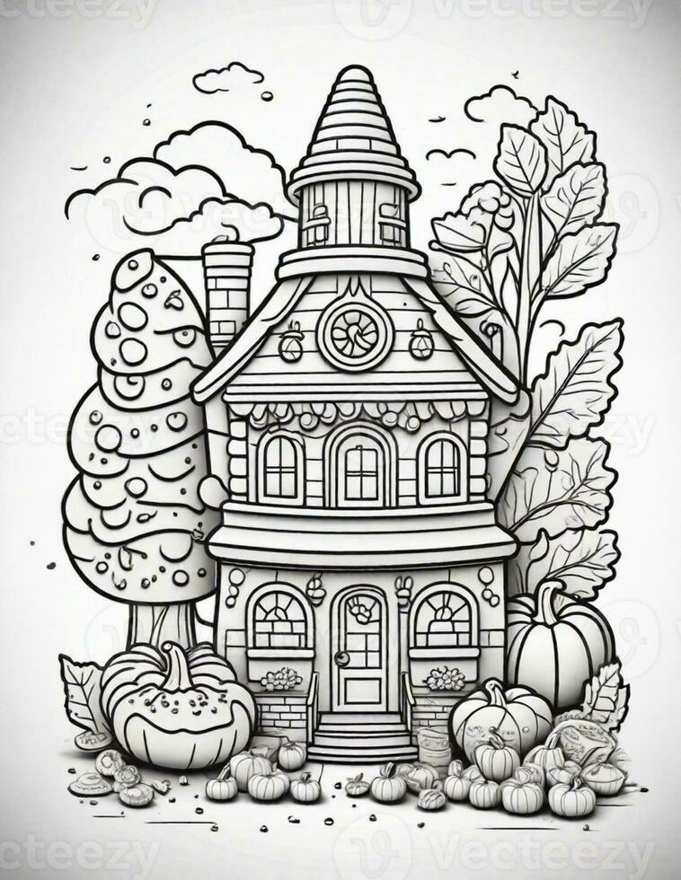 Thanksgiving coloring book graphics for children and adults photo