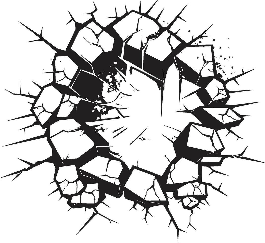 Black and Explosive Comic Book Broken Wall Vector Symbol Thrilling Breakthrough Comic Book Broken Wall Logo