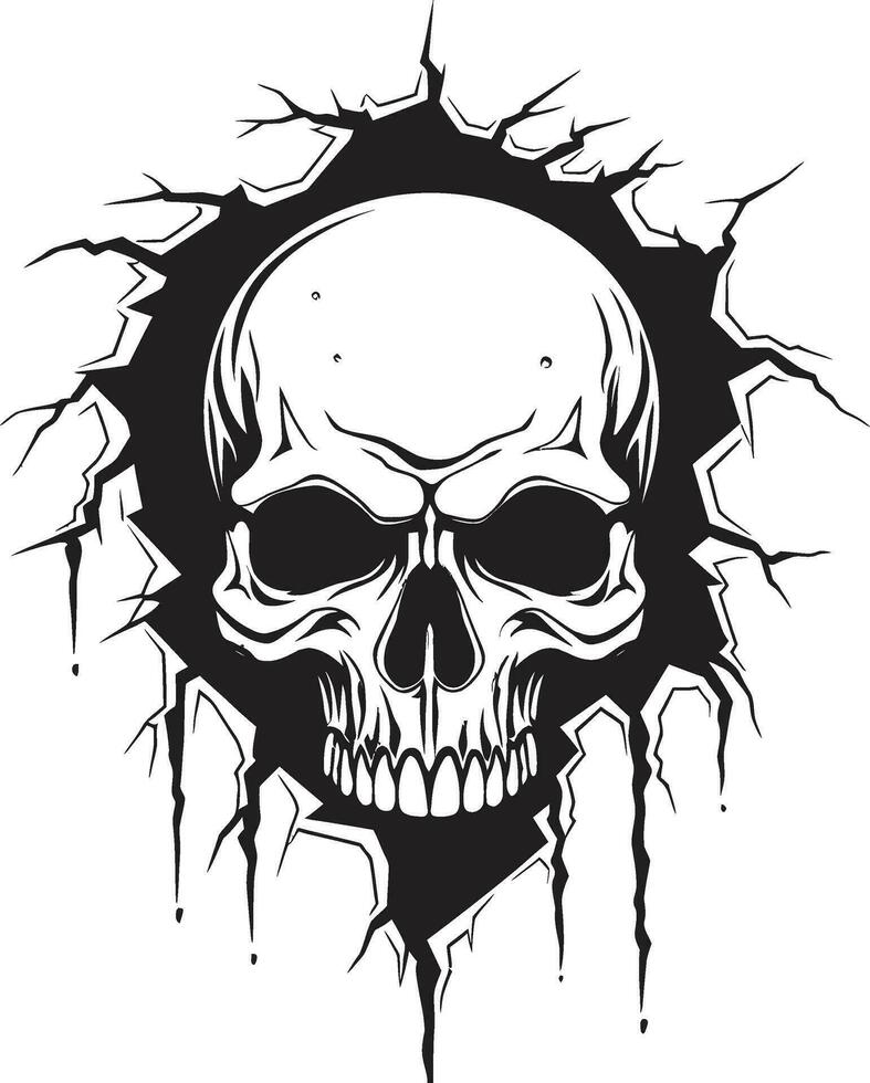 A Dark Revelation The Intricate Vector Skull Symbol Eyes in the Abyss A Skull Peering Through the Wall