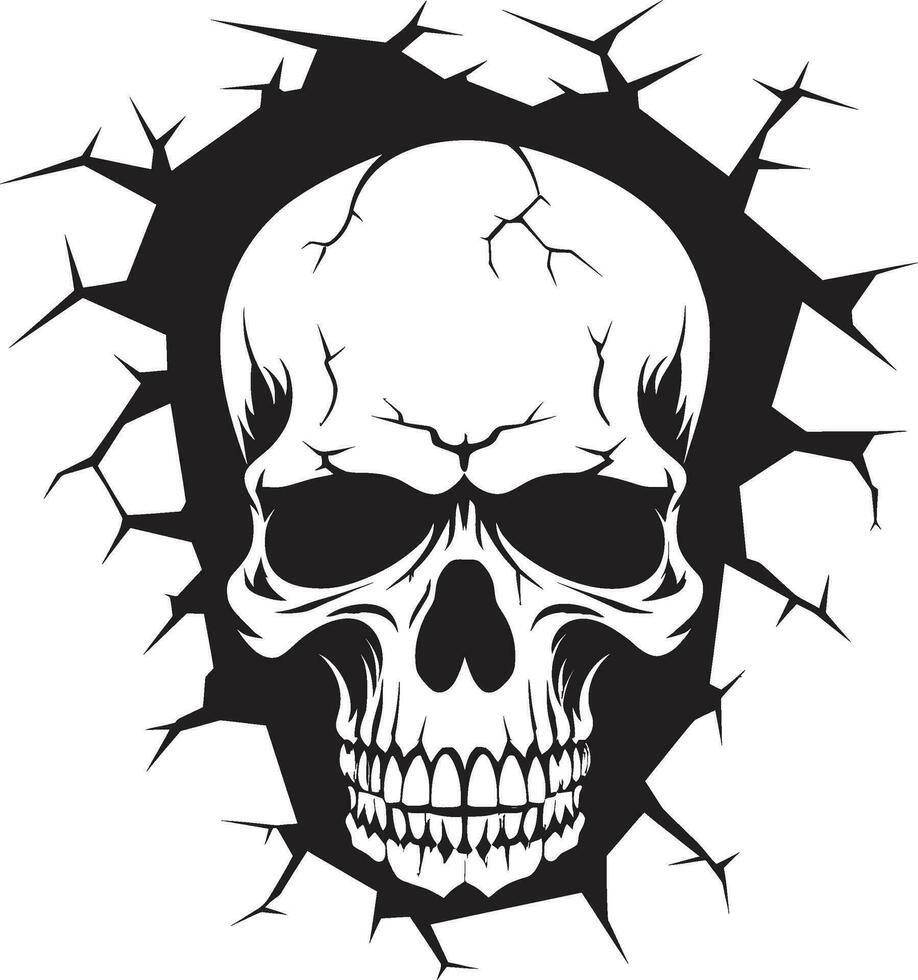 Hidden Secrets Unveiled The Cracked Walls Skull Icon Vector Wall Artistry The Enigmatic Skulls Mystery