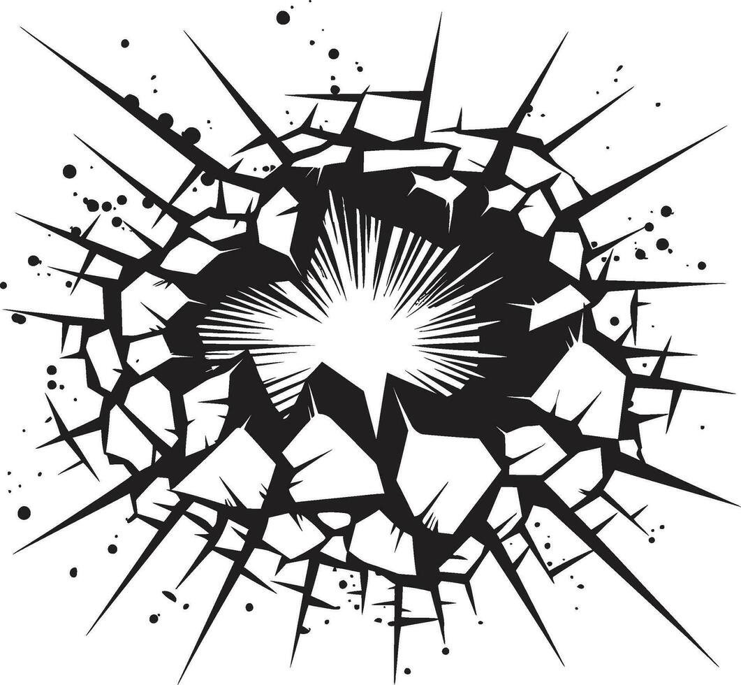 Pow Vector Artistry Broken Wall Emblem in Black Comic Book Impact Black Logo Design with Broken Wall