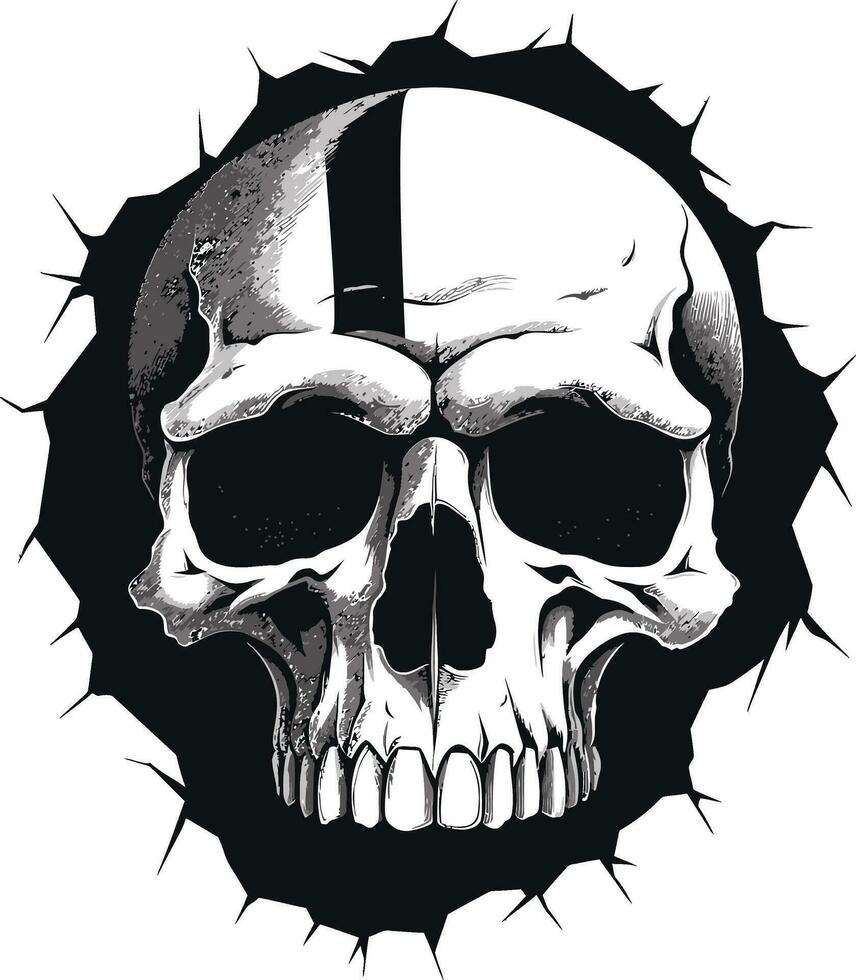 Skulls Return The Walls Hidden Enigma Secretive Peering The Skull in the Cracked Wall Icon vector