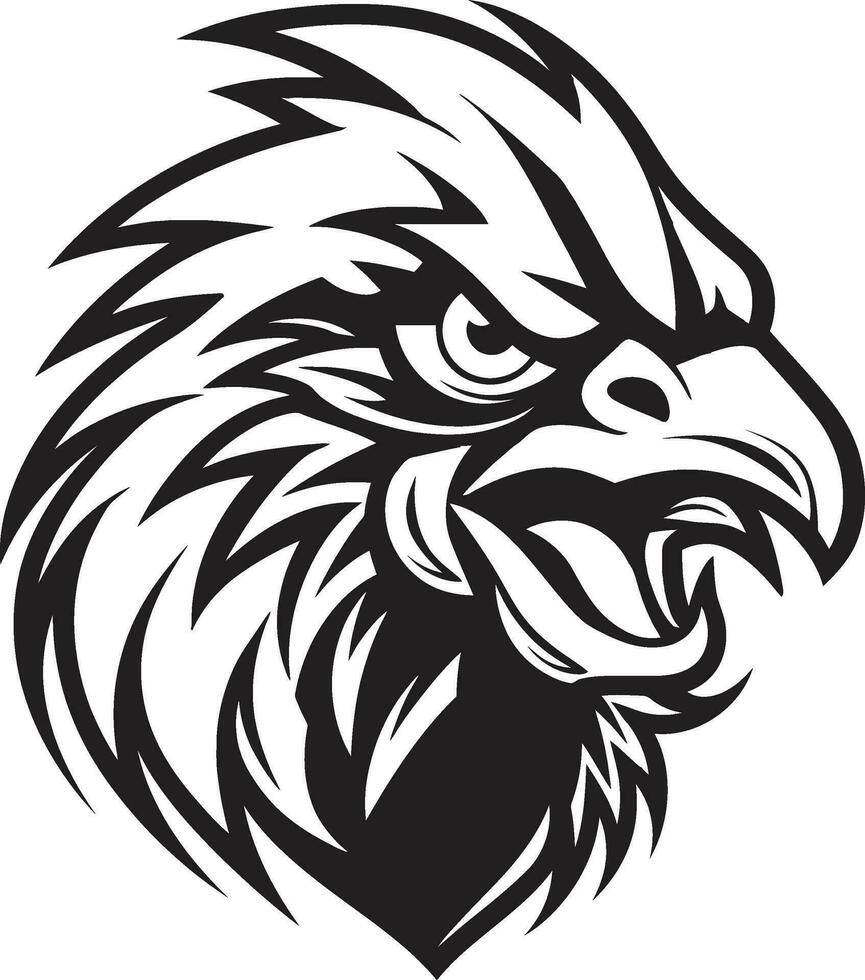 gallo perfil con instinto un símbolo con un toque de personaje y estilo negro y blanco icono un monocromo gallo logo con eterno apelación vector