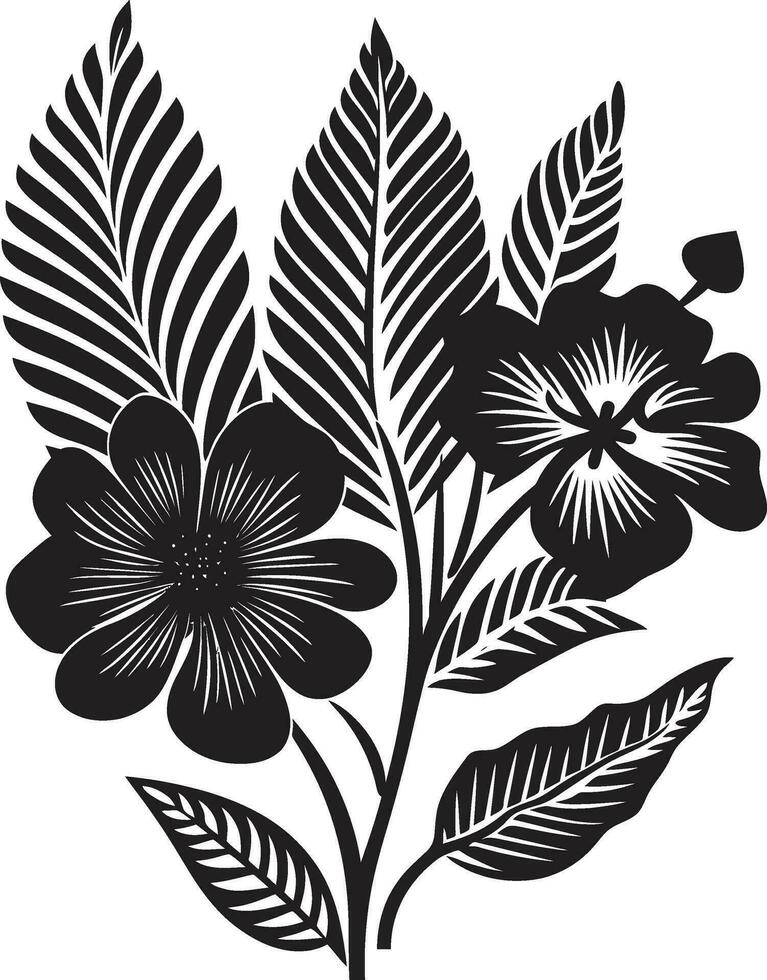 Elegant Oasis Botanical Tropical Floral Logo Iconic Paradise Unleashed Black Emblem Design vector
