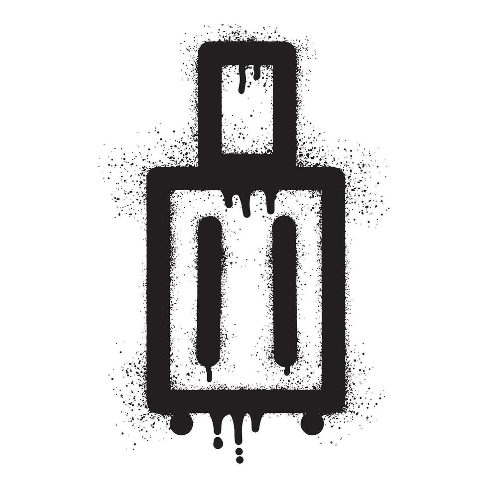 Suitcase graffiti with black spray paint vector