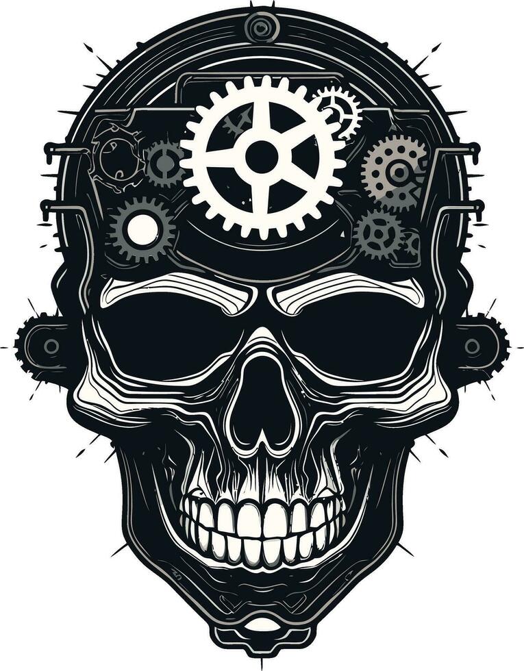 Mechanical Skull Majesty A Robotic Evolution Sculpted Tech Skull Emblem The Precision of Innovation vector