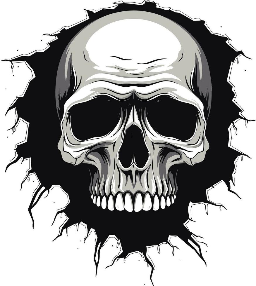 Cracked Wall Enigma The Skulls Emerging Story Skulls Revelation Emerging from the Walls Veil vector