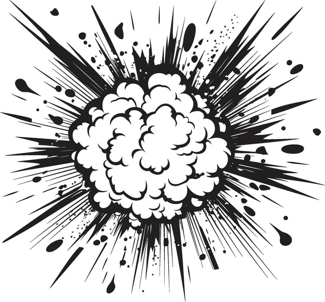 Kaboom Comic Design Explosive Emblem in Black Comic Book Impact Black Logo Design with Explosion vector