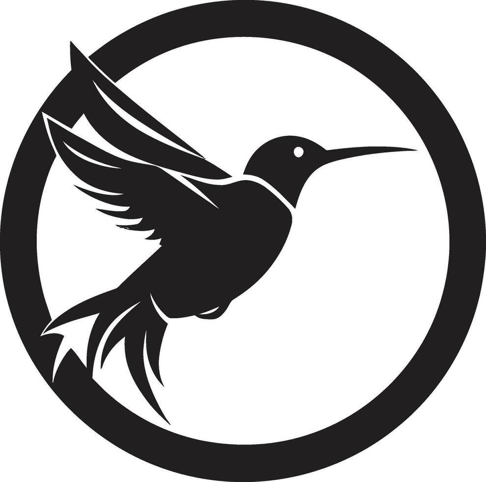 Sleek Black Hummingbird Logo Hummingbird Majesty in Vector