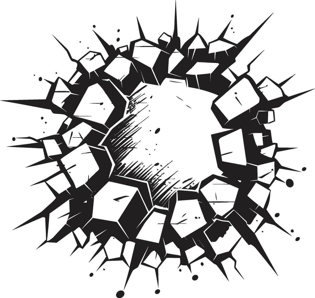 Thrilling Breakthrough Comic Book Broken Wall Logo Dynamic Breakdown Black Vector Icon