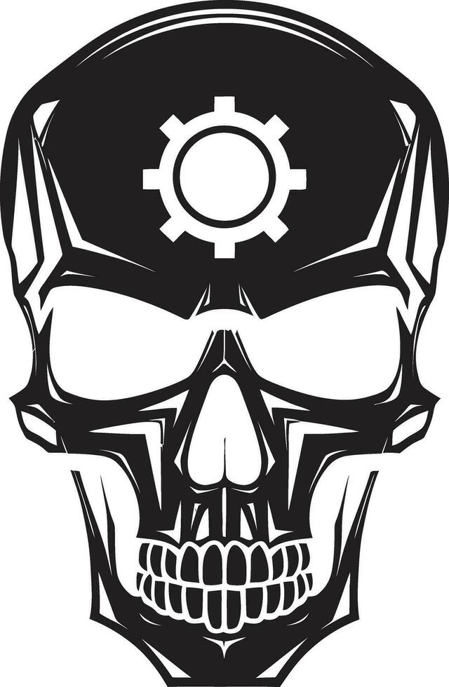 Vector Cyber Artistry The Essence of the Future Monochromatic Tech Skull Majesty The Robotic Renaissance