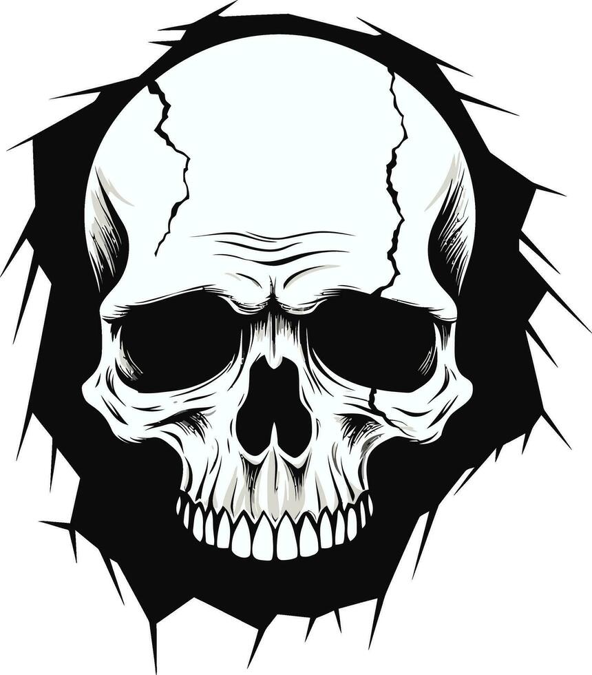 Skulls Revelation Emerging from the Veil of the Skull in the Cracks Unveiling Dark Secrets vector