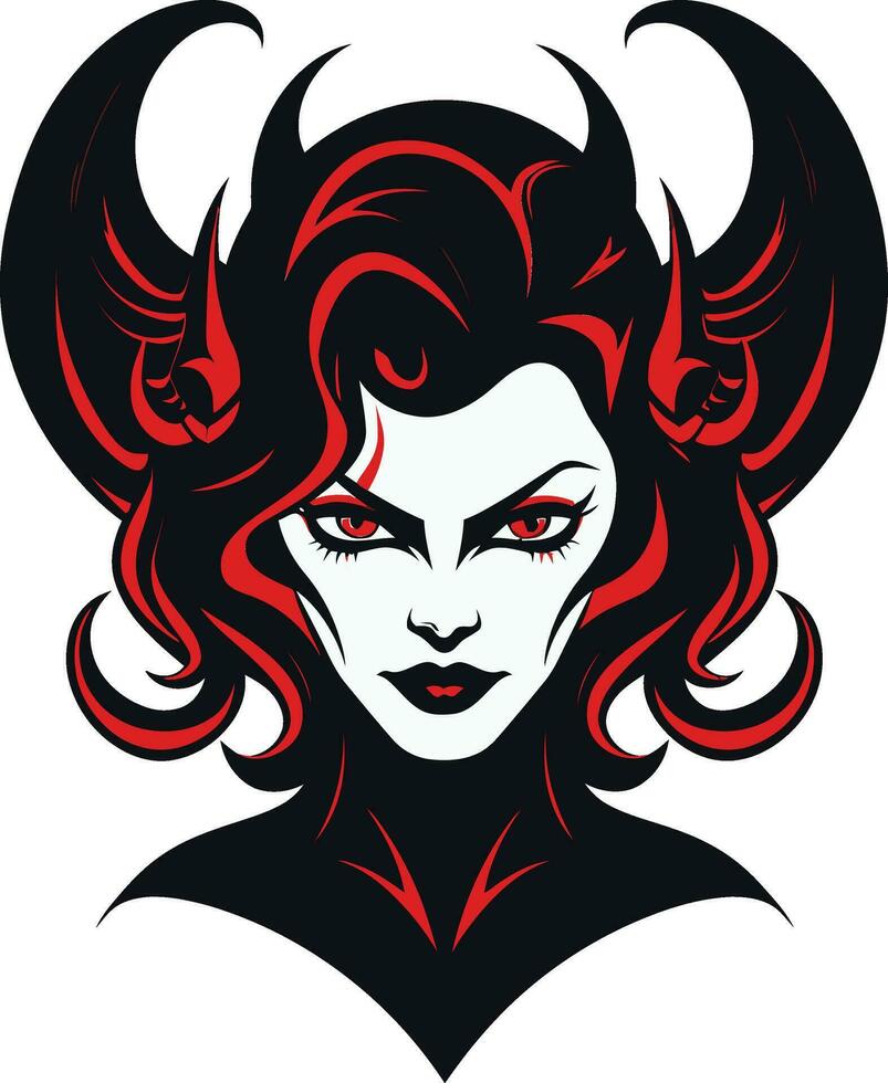 Vector Artistry Unveiled Enigmatic Demon Logo Enchanting Beauty Black Demon Icon in Vector
