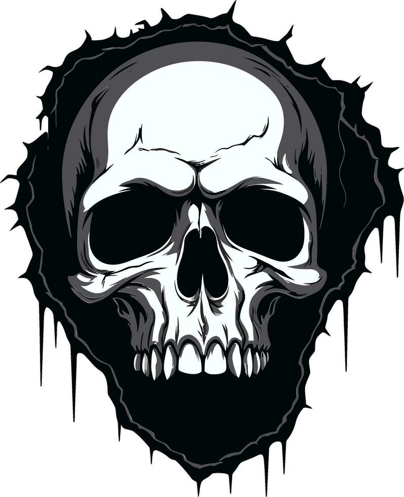Black Skull in Wall An Enigma Unveiled Cracked Wall Resurgence The Skulls Emergence vector