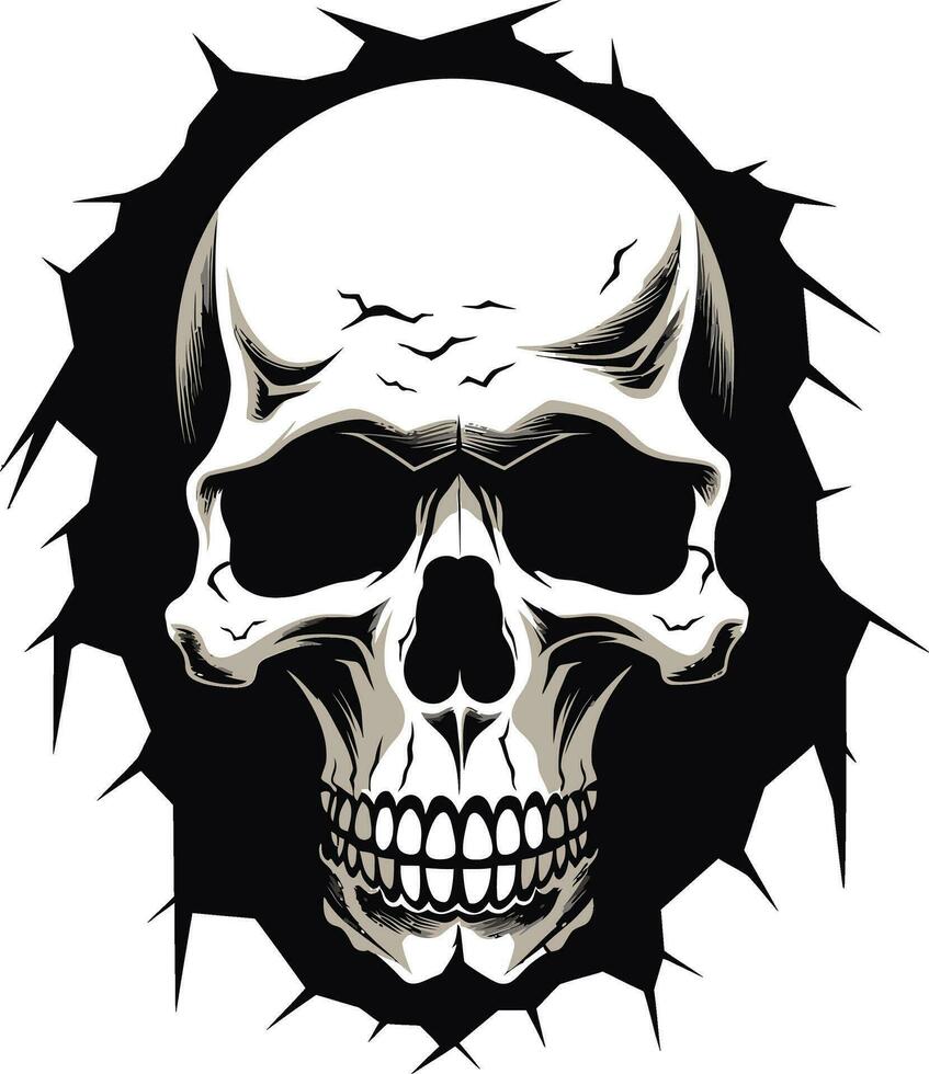 Secretive Portal The Mysterious Cracked Wall Skull Eerie Wall Resurgence The Unearthed Skull Emblem vector