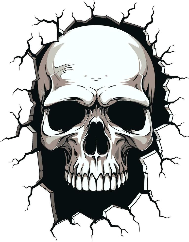 Peek into the Darkness The Mysterious Cracked Wall Skull Vector Artistry Unveiled The Skulls Cryptic Escape