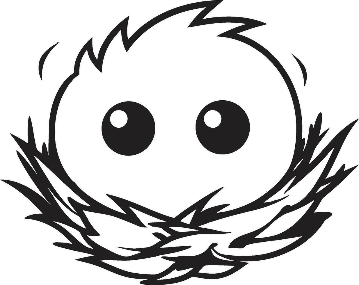 Mystique in Shadows Black Bird Nest Artistry Elegant Lines Black Vector Nest Icon