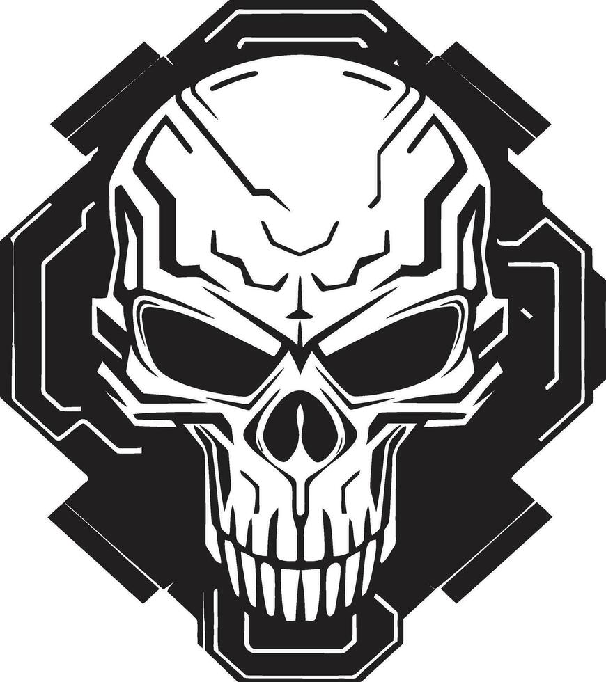 Steampunk inspired Cyber Skull The Fusion of Eras Robotic Renaissance The Digital Skull Emblem vector