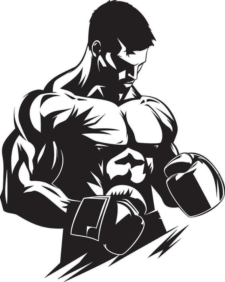 Black and Dynamic Boxing Man Vector Symbol Majestic Fighter Pugilistic Man Logo