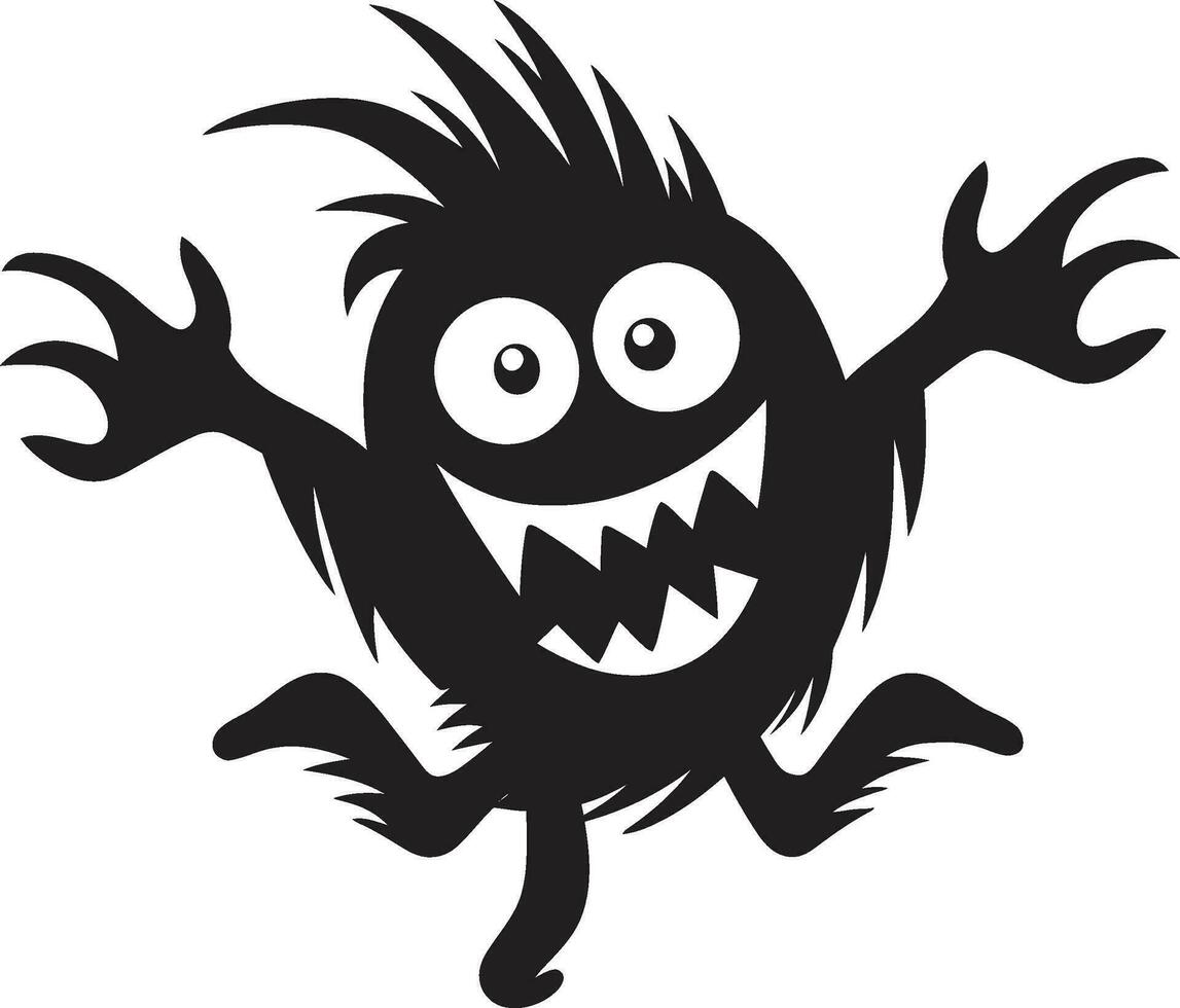 icónico criatura dibujos animados monstruo en negro logo monstruoso maravilla negro dibujos animados monstruo logo icono vector
