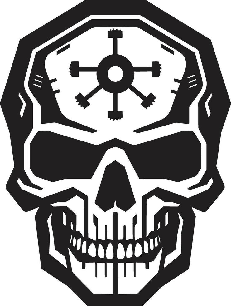 Gothic Mechanical Skull A Gothic Industrial Vision Monochromatic Machine Icon Where Cogs Conspire vector