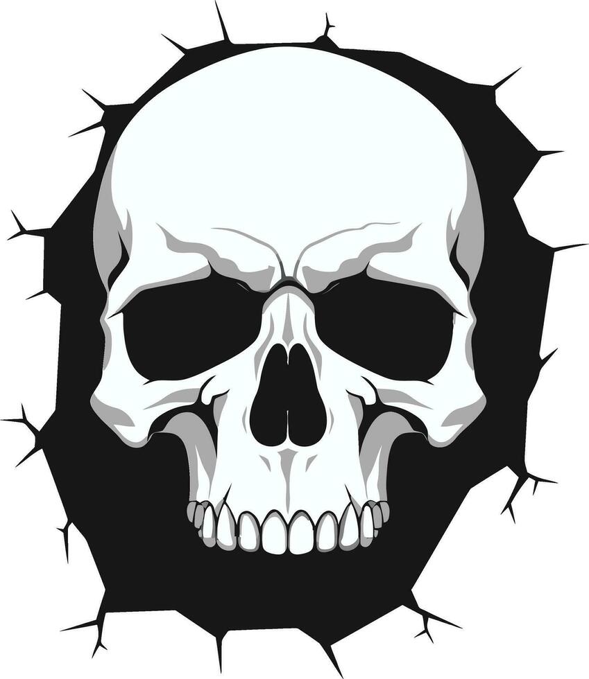 vector cráneo mirando mediante grietas un símbolo de misterio gótico pared intriga el oculto cráneo emblema