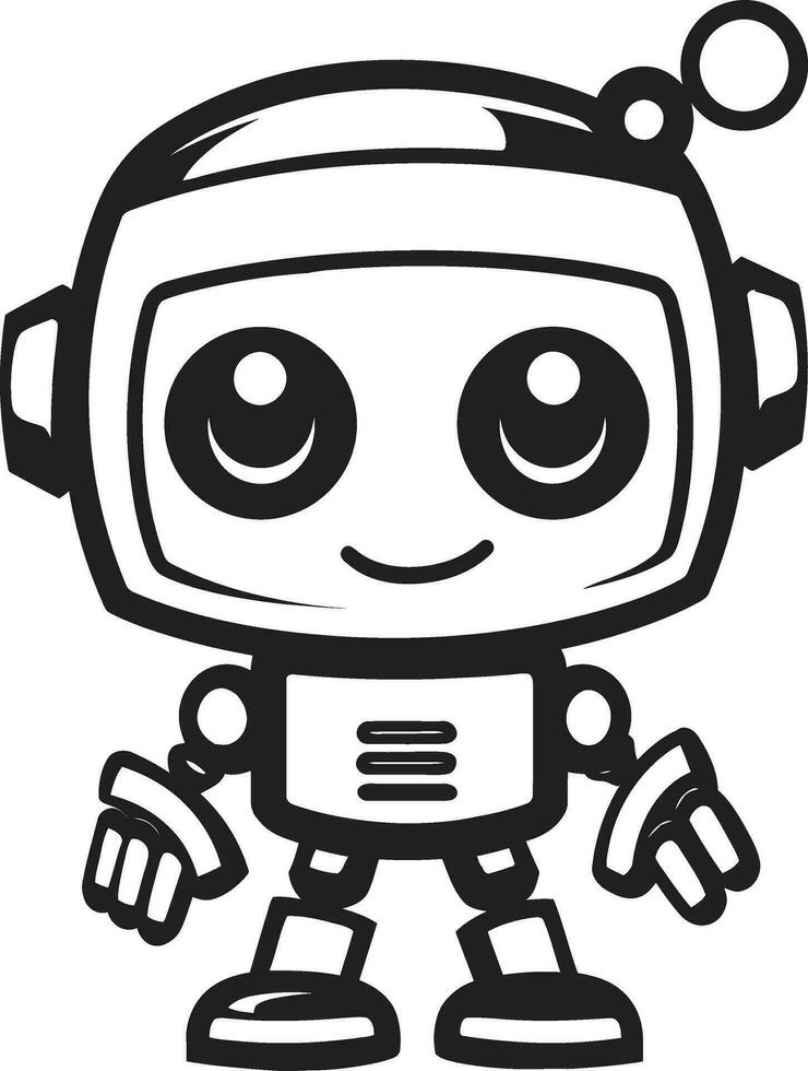 Mystical Microbot A Black Vector Mascot Nanobot Navigator A Stylish Mini Robot Logo