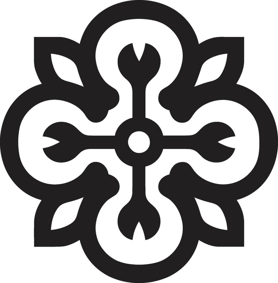 Arabic Magic in Detail Black Floral Emblem with Florals Elegant Arabic Floral Patterns Logo Design in Black vector