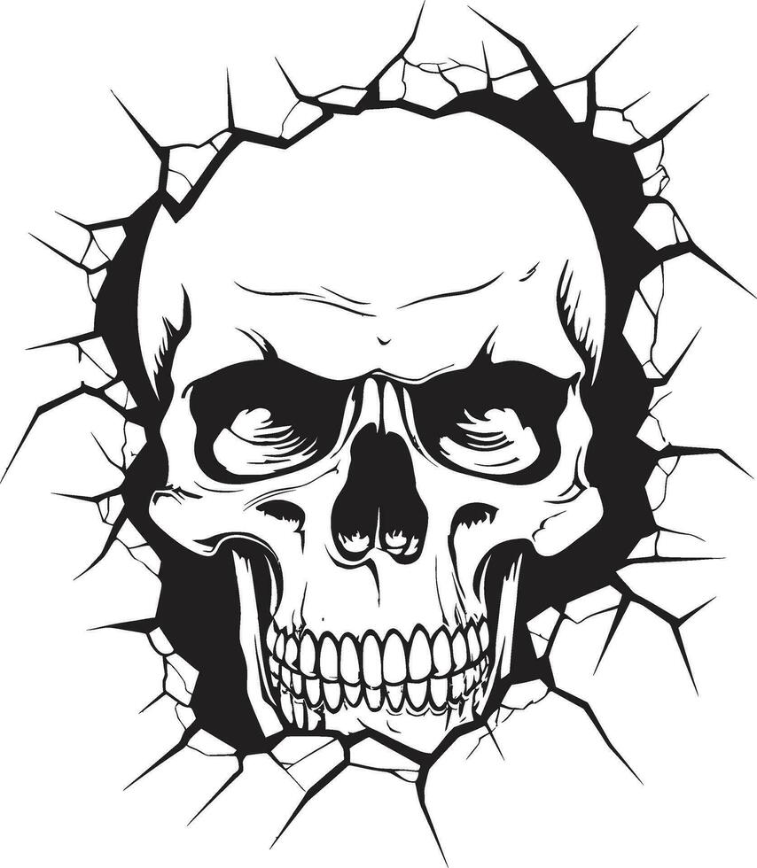 Skulls Revelation Emerging from the Walls Veil Secretive Portal The Mysterious Cracked Wall Skull vector