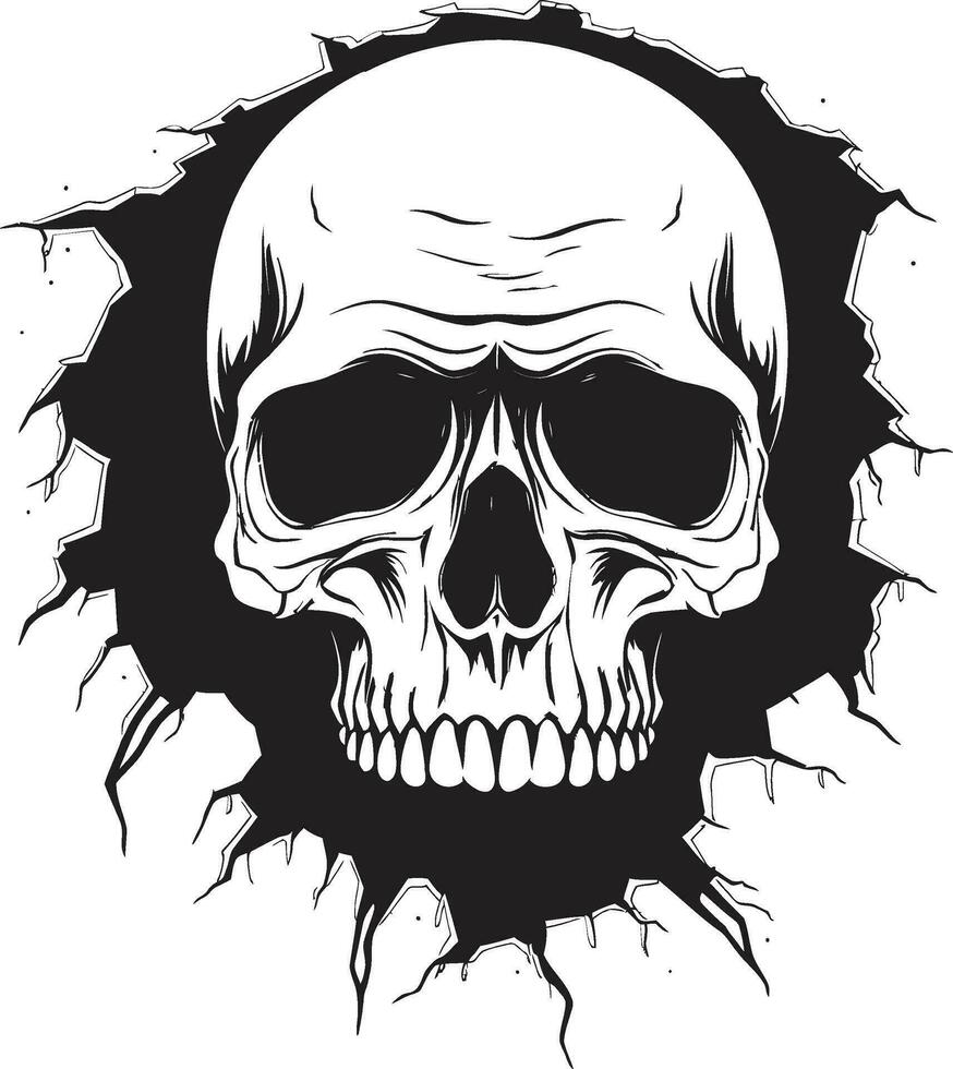 Skulls Revelation Emerging from the Walls Veil Secretive Portal The Mysterious Cracked Wall Skull vector