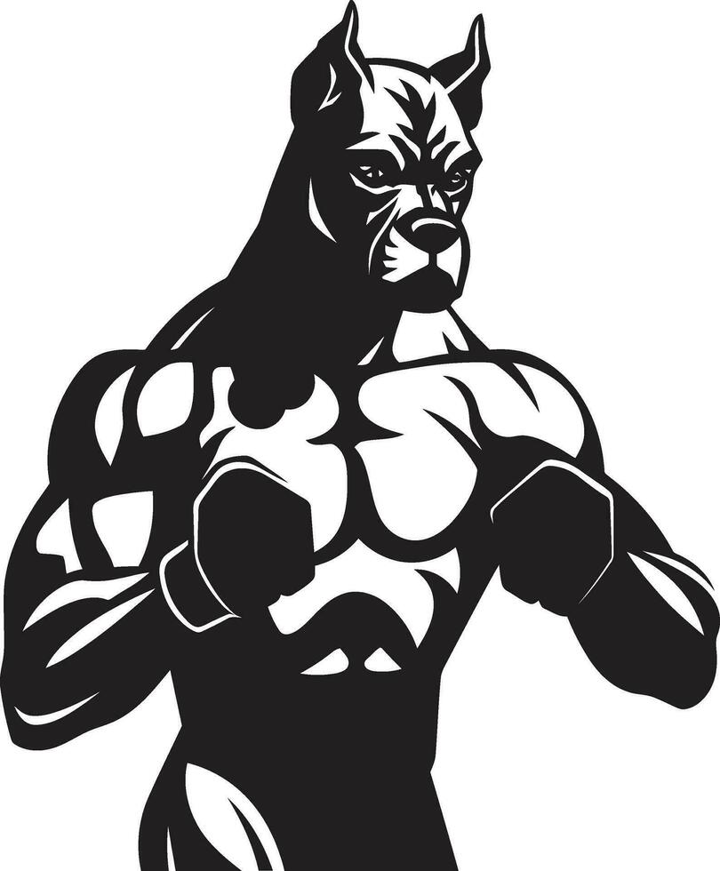 Black and Sporty Boxer Dog Vector Symbol Majestic Mascot Athletic Boxer Dog Logo
