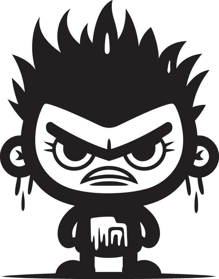 Intense Aerosol Fury Black Mascot Icon Rebel with a Can Angry Spray Paint Design vector