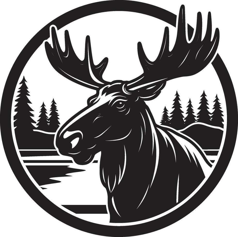 Minimalistic Moose Vector Symbol Elegant Black Moose Emblem