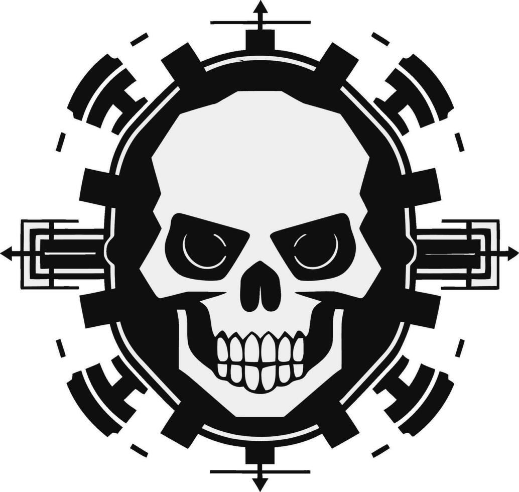 Monochromatic Cyber Icon The Elegance of Machine Design Elegant Tech Symbol The Precision of Innovation vector