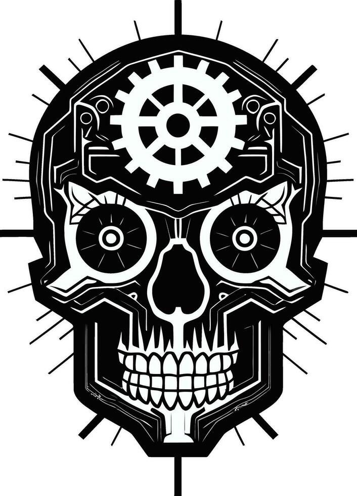 The Gearheads Vision A Robotic Skull Icon Sleek Steampunk Skull The Fusion of Past and Future vector