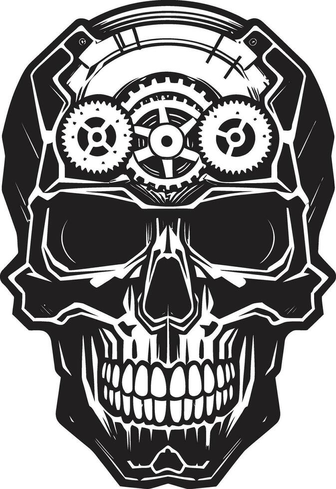 Sculpted Tech Skull Emblem The Precision of Innovation Cybernetic Skull Profile Where Gears Meet Bones vector
