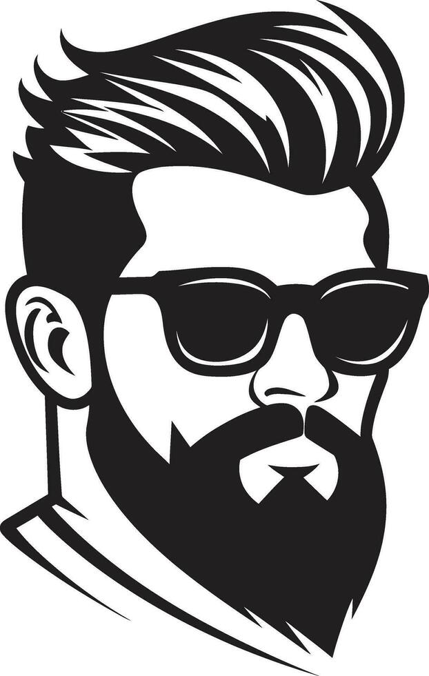 Coffeehouse Charm Monochrome Vector Art Celebrating Urban Elegance Retro Chic Black Vector Depiction of Bearded Cool