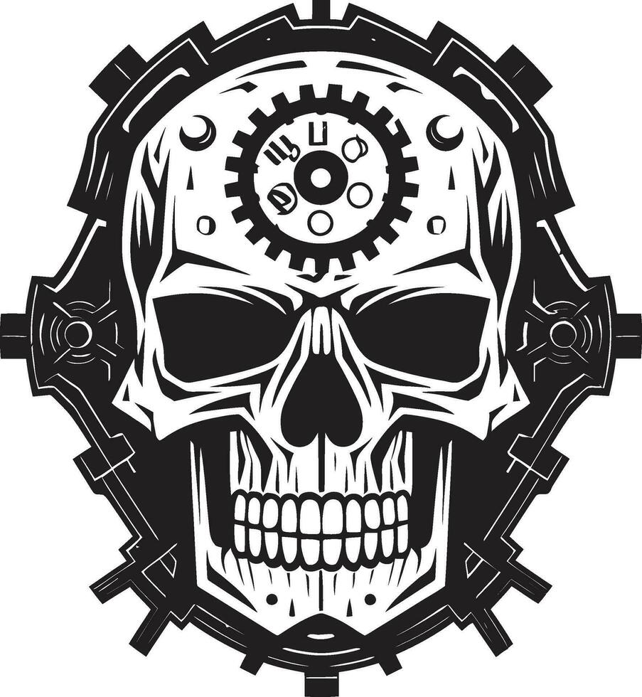 Industrial Marvel The Technological Skull Emblem Abstract Robotic Skull The Artistic Expression of Tech vector