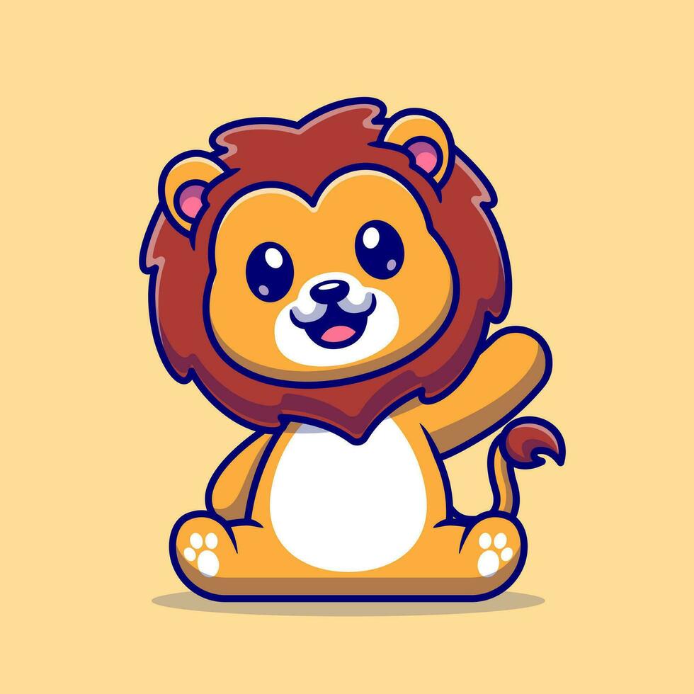Cute Lion Sitting Cartoon Vector Icon Illustration. Animal Nature Icon  Concept Isolated Premium Vector. Flat Cartoon Style