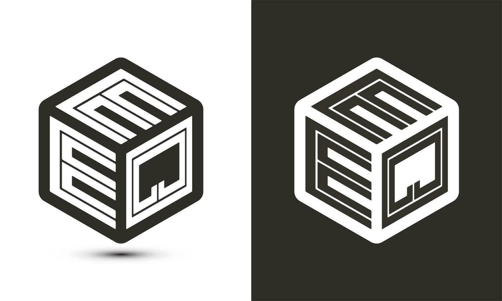 EEQ letter logo design with illustrator cube logo, vector logo modern alphabet font overlap style.