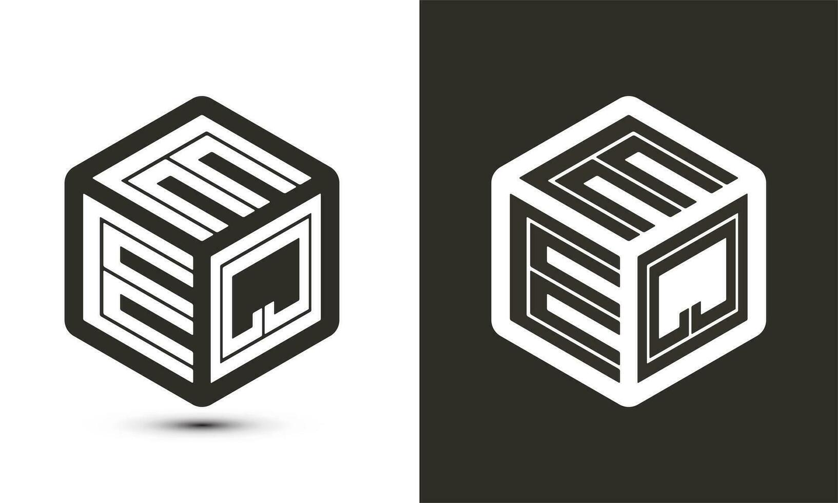 eeq letra logo diseño con ilustrador cubo logo, vector logo moderno alfabeto fuente superposición estilo.