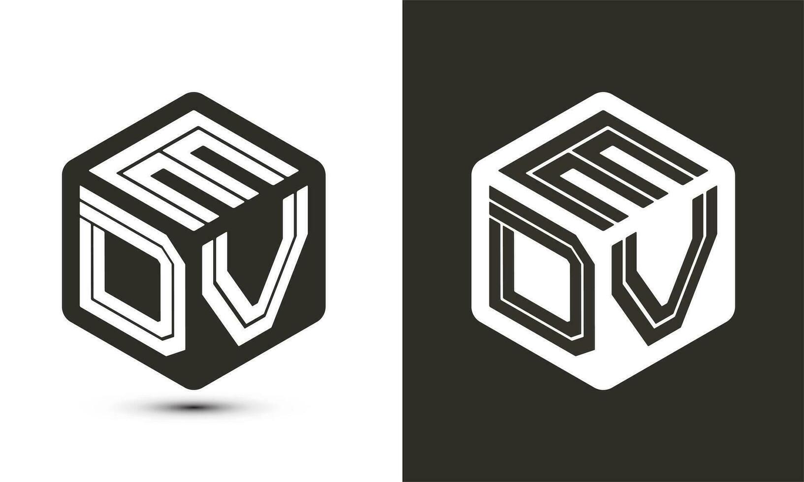 EDV letter logo design with illustrator cube logo, vector logo modern alphabet font overlap style.