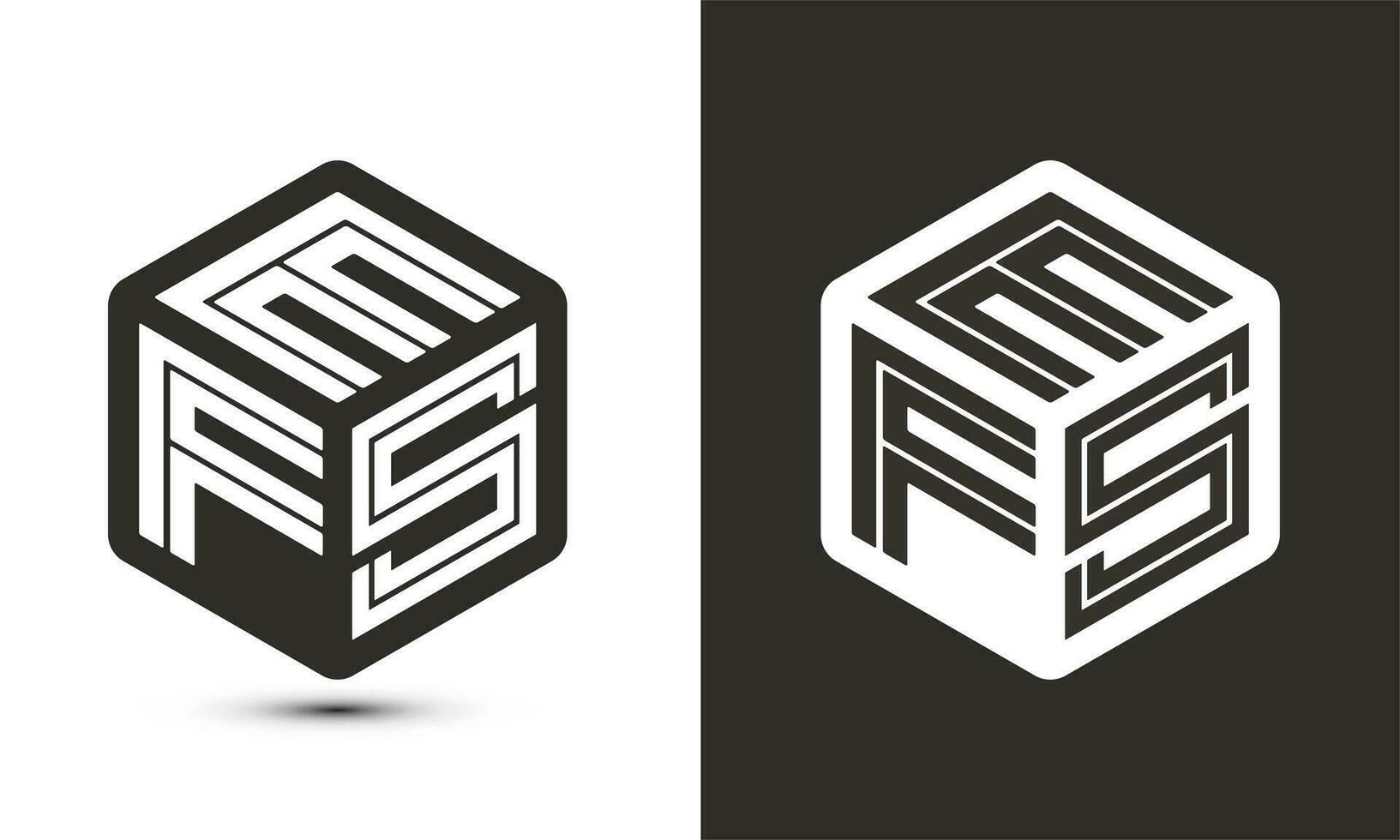 EFS letter logo design with illustrator cube logo, vector logo modern alphabet font overlap style.