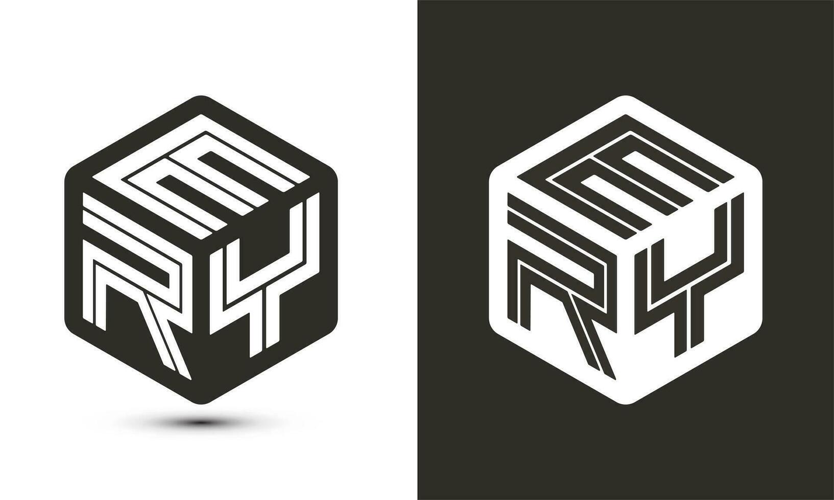 ERY letter logo design with illustrator cube logo, vector logo modern alphabet font overlap style.