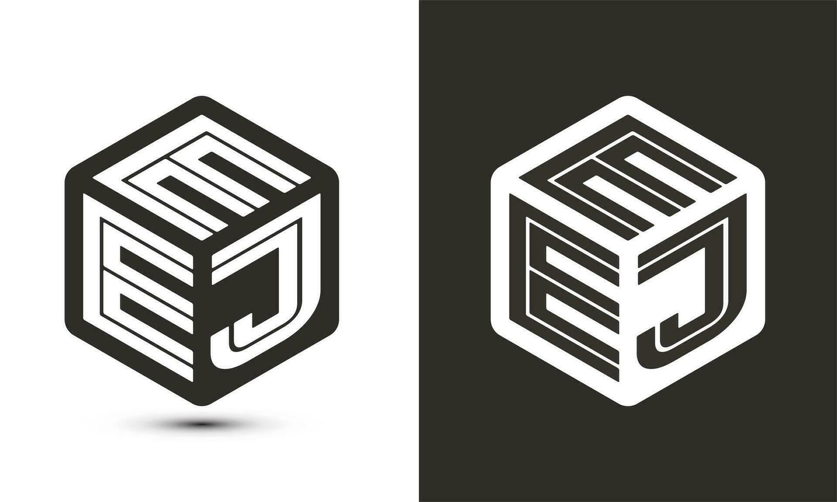 EEJ letter logo design with illustrator cube logo, vector logo modern alphabet font overlap style.