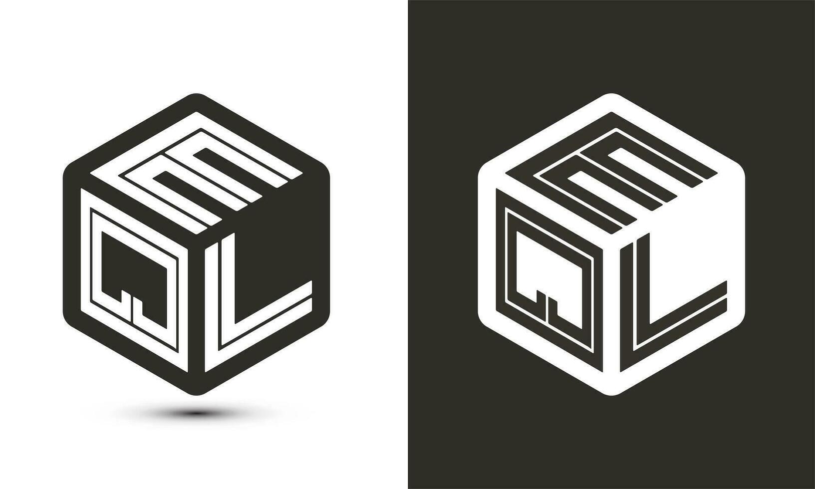 EQL letter logo design with illustrator cube logo, vector logo modern alphabet font overlap style.