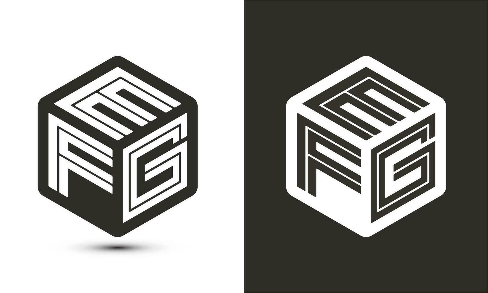 EFG letter logo design with illustrator cube logo, vector logo modern alphabet font overlap style.