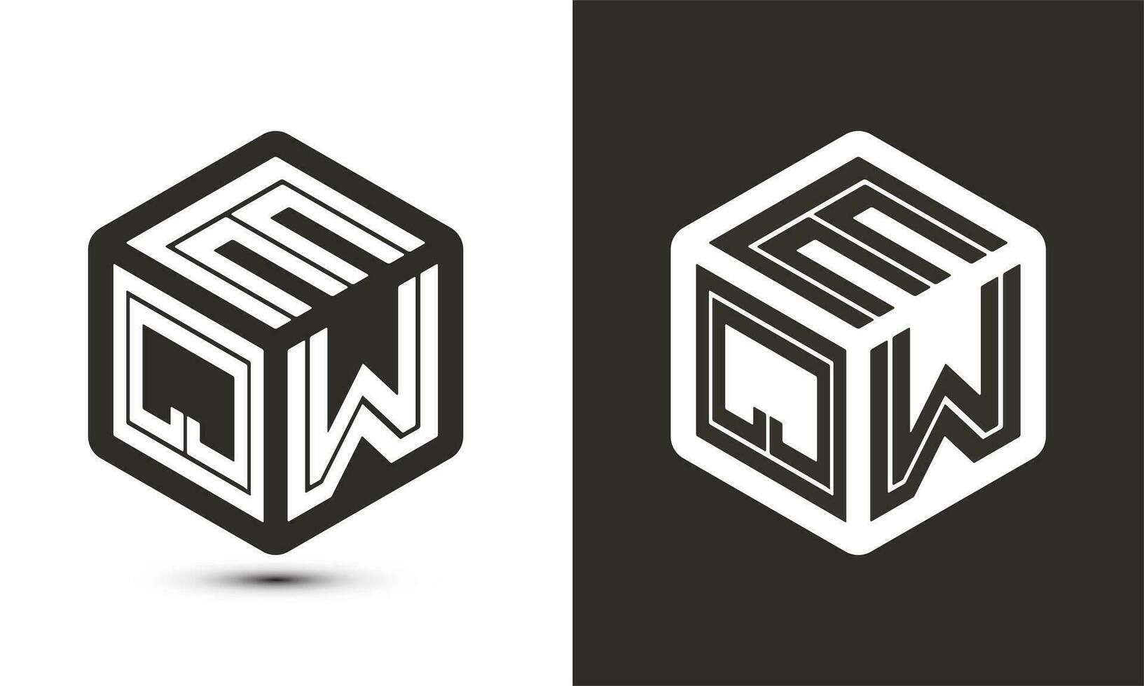 EQW letter logo design with illustrator cube logo, vector logo modern alphabet font overlap style.