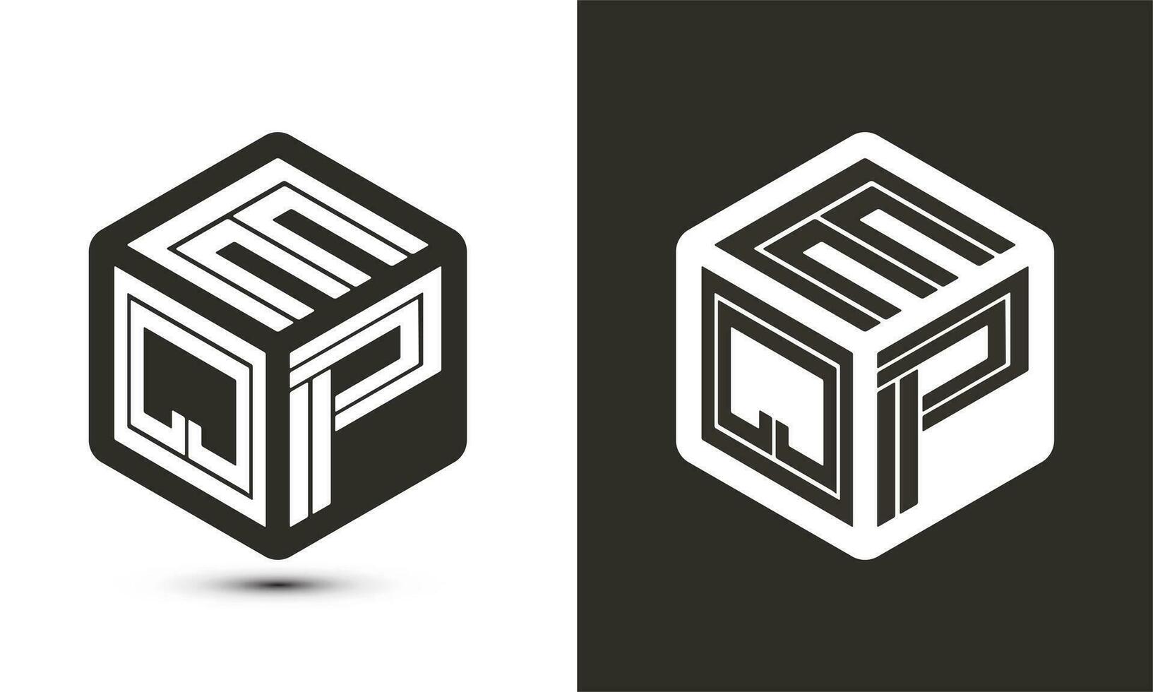EQP letter logo design with illustrator cube logo, vector logo modern alphabet font overlap style.