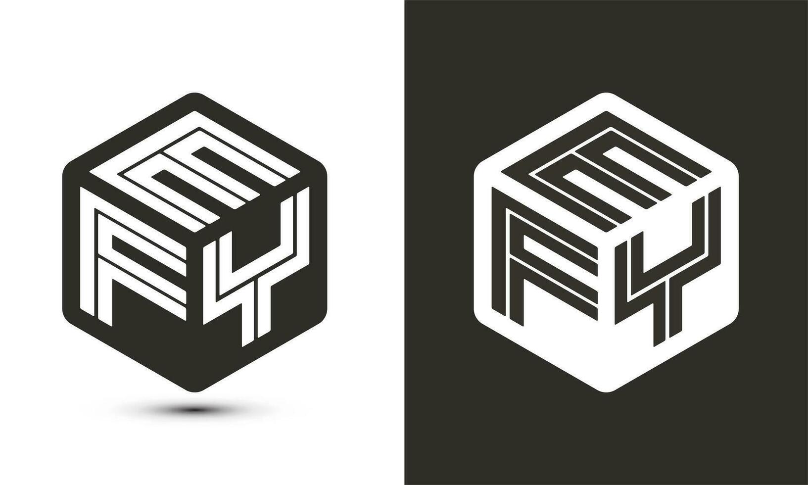 EFY letter logo design with illustrator cube logo, vector logo modern alphabet font overlap style.